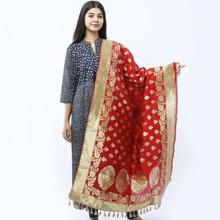 Red/Golden Printed Banarasi Shawl For Women