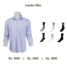 Turtle Checkered Full Sleeve Shirt for Men (T117) and Happy Feet 6 pair of Antibacterial Socks(1011)-Combo Offer