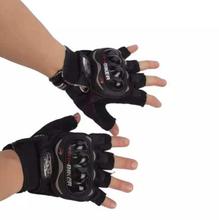 Black Pro Biker Half Motorcycle Armour Gloves For Men