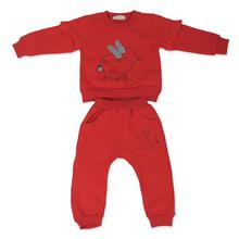 Ideal Infant Baby Girl Rabbit Printed Set of Clothes (Red II-011)