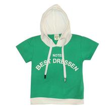 Green/White Printed Hooded T-Shirt For Boys