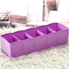 1Pc Plastic Five Grid Drawer Organizer Socks Storage Box Multi-function Desktop Underwear Jewelry Cosmetics Makeup Storage Box