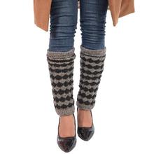 Grey and Black Woolen High Knee Leg Warmers for Women