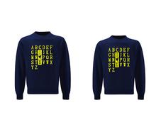 Wosa - Round ABCD Blue Print Couple Matching Sweatshirt