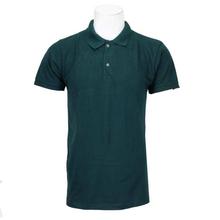 Dark Green Solid Polo Neck 100% Cotton T-Shirt For Men