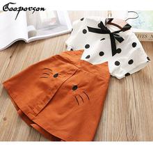 Girls Fashion Clothes Set New Lovely Dot Shirt With Cat