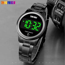 SKMEI 1737 LED Display Date Timer Digital Stainless Steel Waterproof Touch Watch For Women - Black