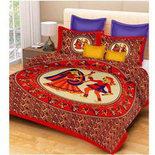 Cotton Comfort Rajasthani Jaipuri Traditional King Size 1 Double Bedsheets with 2 Pillow Covers