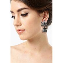 Zaveri Pearls Oxidized Silver Jhumki Earrings for Women