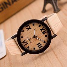 FashionieStore Ladies wristwatch Roman Numerals Wood Leather Band Analog Quartz Vogue Wrist Watches