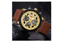 NaviForce MultiFunction Golden/Brown Luxury Chronograph Watch (NF9139)