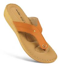 Tan Brown T-Strap Sandals For Women-7511