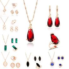 Red/Green Gold Color Cubic Zirconia Crystal Jewelry Sets Simulated