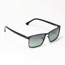 GREY JACK Polarized Black Frame Light Black Rect Aviator Sunglasses (Unisex)