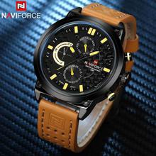 Naviforce N9068 Black Dial/Brown Strap Analog Chronograph Watch For Men