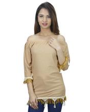 Cream Solid Off-Shoulder Top For Women