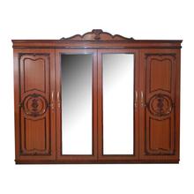 Brown Furniture Block Board 4-Door Wardrobe With Dual Mirror