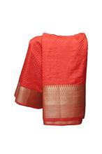 Orange silk saree with border