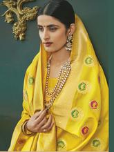 Stylee Lifestyle Yellow Banarasi Silk Jacquard Saree