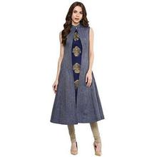 Aahwan Women's Blue Denim A-line Long Kurti