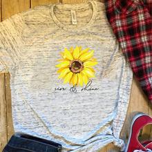Sun Flower Letter Print T-shirt Short Sleeve Round Neck Slim