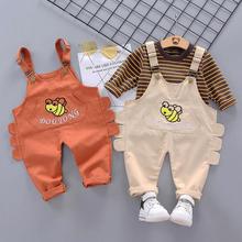 Bib suit_Children's striped long-sleeved two-piece suit