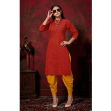 Plain Round Cut Buttoned Kurti For Women