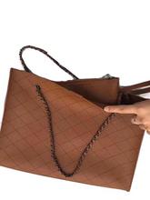 Texture Lining Designed Brown 2 In 1 Shoulder Bag For Women