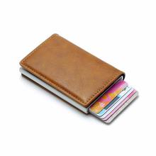 Aluminium Alloy Credit Card Holder PU Leather Wallet