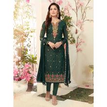 Stylee Lifestyle Green Georgette Embroidered Dress Material (1770)