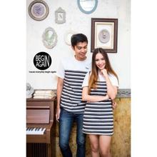 Begin Again Grey/White Set Of T-shirt And Dress For Couples - (SPN-Couple-62)