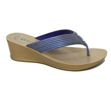 aeroblu Blue Shiny V-Strap Heel Sandals For Women - OTA4