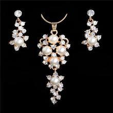 ZOSHI Elegant Simulated Pearl Bridal Jewelry Sets Wedding Jewelry Leaf Crystal Gold  Silver Plated Necklaces Earrings Sets