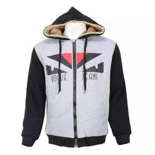 Grey/Black Printed Hoodie With Fur Inside For Men