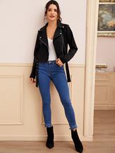 Zip Up Belted Biker Jacket