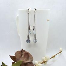 Silver Long Crystal drop Earrings
