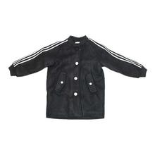 Black Synthetic Buttoned Jacket For Boys