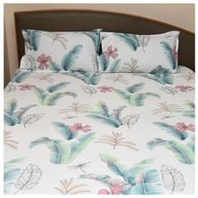 MUSKAN MEDIUM White Summer Leaves Bedsheet With 2 Pillow Covers