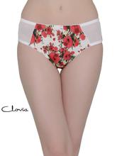 Clovia White/Red Floral Mid Waist Hipster Panty For Women