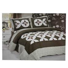 Dark Green/White Printed Bed Set With Duvet Cover