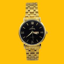 Supa Round Dial Gold Strap Fashionable Watch For Women