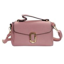 Pink Textured Front Lock Sling Bag For Women