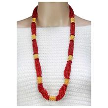 Maroon Beads Enclosed Woven Pote