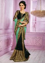 DESIGNER SAREES 25414- Georgette - Black / Cyan & Black`