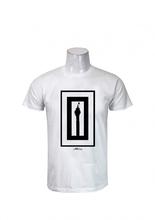 Wosa -  Round Neck Wear White/Black Stambha Design Cotton T-Shirt For Men