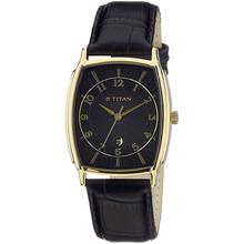 Black Dial Leather Strap Watch