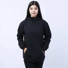 Black Plain Inner Fleece Hoodie (Unisex)