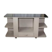 White/Grey TV Rack With Shelf And Drawer