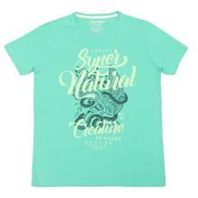 Light Green Oxemberg Printed Cotton T-shirt For Men