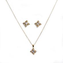 Golden Stone Studded Pendant With Earrings Set For Women - TL01589ZY